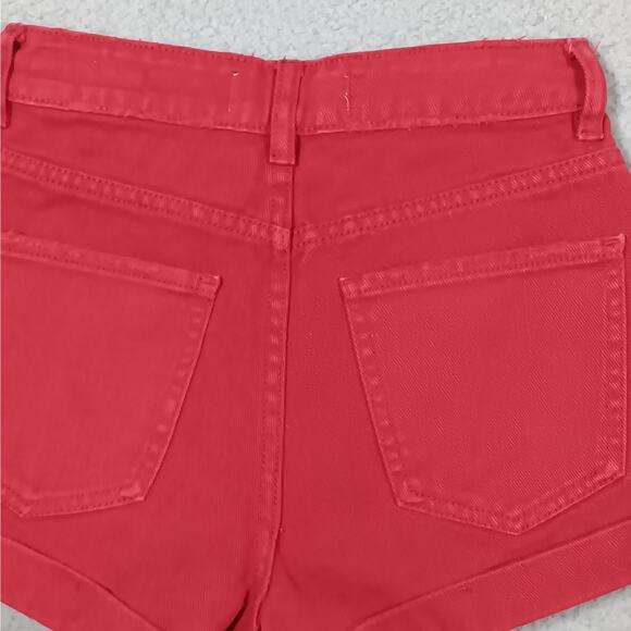PacSun Los Angeles Mom Shorts Size 23 Red Denim 5 Working Pockets - Picture 3 of 6